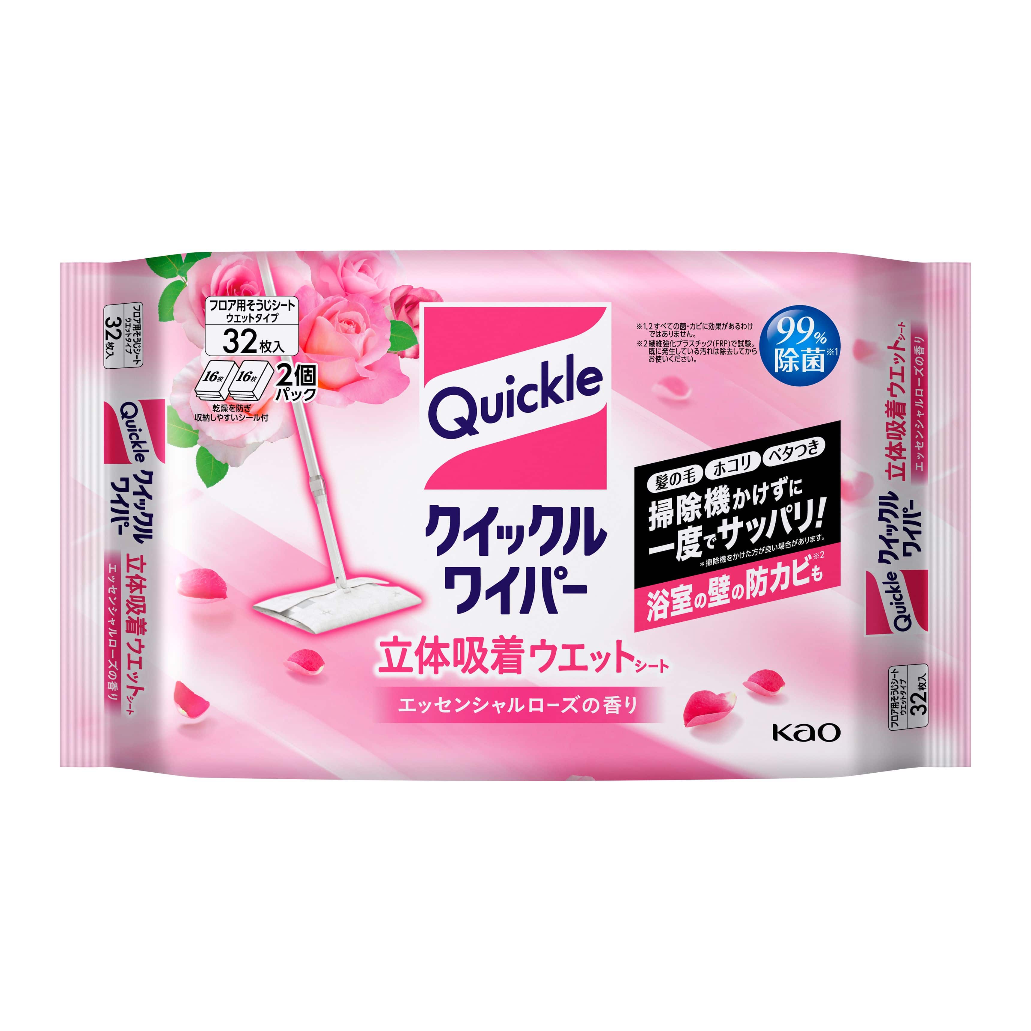 【お取り寄せ】クイックルワイパー 立体吸着ウエットシート ローズ 32枚