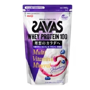 【販売終了しました】ザバス ホエイプロテイン100 マルチビタミン&ミネラル ブルーベリーヨーグルト味 450g